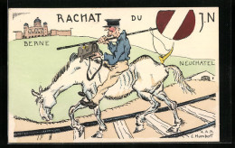 Künstler-AK Sign.: C. Humbert, Betagter Postbote Auf Einem Abgemagerten Pferd Bringt Post Nach Bern  - Autres & Non Classés