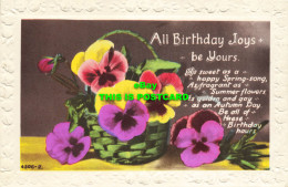 R584860 All Birthday Joys Be Yours. Flowers In Basket. W. B. Academy Series - Wereld