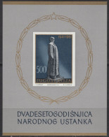 Yugoslavia - Souvenir Sheet - 500 D - The 20th Anniversary Of The Uprising Against Occupation - Mi Block 6 - 1961 - MNH - Blocks & Kleinbögen