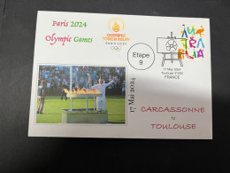 18-5-2024 (5 Z 27) Paris Olympic Games 2024 - Torch Relay (Etape 9) In Toulouse (17-5-2024) With OZ Stamp - Summer 2024: Paris