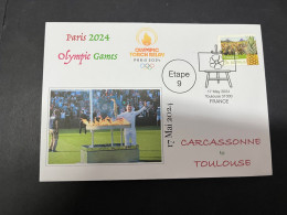 18-5-2024 (5 Z 27) Paris Olympic Games 2024 - Torch Relay (Etape 9) In Toulouse (17-5-2024) With OZ Stamp - Eté 2024 : Paris