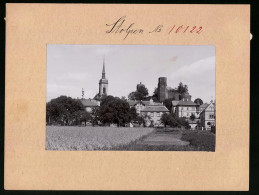 Fotografie Brück & Sohn Meissen, Ansicht Stolpen I. Sa., Ortsansicht Mit Kirche Und Schloss  - Lieux