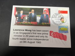 18-5-2024 (5 Z 27) Lawrence Wong Has Been Sworn In As Singapore Prime Minister (with Singapore Flag Stamp) - Singapur (1959-...)
