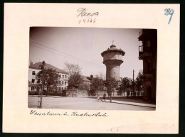 Fotografie Brück & Sohn Meissen, Ansicht Riesa A. Elbe, Partie Am Wasserturm Und Der Knabenschule, Friseur A. Schreib  - Lieux
