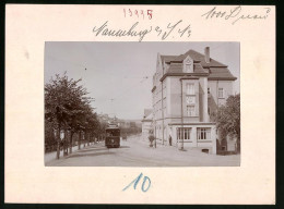Fotografie Brück & Sohn Meissen, Ansicht Naumburg A. Saale, Strassenbahn In Der Bahnhofstrasse Am Hotel Bayrisher Hof  - Lieux