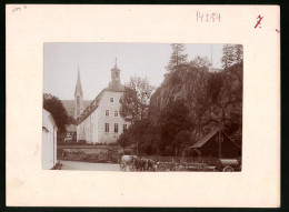Fotografie Brück & Sohn Meissen, Ansicht Rechenberg I. Erzg., Partie An Der Schule Mit Kirche Und Ruine  - Lieux
