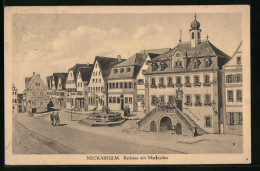 Künstler-AK Sign. Hans Pernat: Neckarsulm, Rathaus Mit Marktplatz Und Haus Victor Ihlein  - Autres & Non Classés