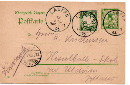 64382 - Altdeutschland / Bayern - 1905 - 5Pfg Rauten M ZusFrankatur LAUFEN -> ULDUM (Daenemark) - Cartas & Documentos