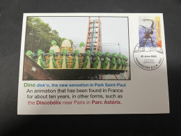 17-5-2024 (5 Z 23) Dino Disk'o Saint Paul Park In France (near Asterix Park In Paris) Dinoaur Stamp - Prehistóricos