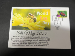 17-5-2024 (5 Z 23)  20th Of May Is " World Bee Day " (with Australian Butterfly Stamp) - Abeilles