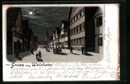 Mondschein-Lithographie Welzheim, Ortsansicht Mit Kirche  - Autres & Non Classés