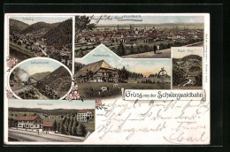 Lithographie Villingen /Schwarzwald, Totalansicht Mit Bauernhaus Und Kaisertunnel  - Autres & Non Classés