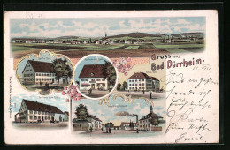 Lithographie Bad Dürrheim, Gasthäuser Zur Sonne Und Zum Kreuz, Verwaltungs-Gebäude  - Bad Dürrheim