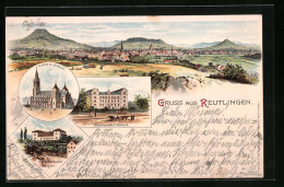 Lithographie Reutlingen, Ortsansicht Mit Marien-Kirche Und Frauenarbeitsschule  - Reutlingen