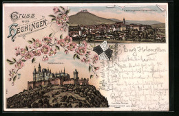Lithographie Hechingen, Ortsansicht Mit Hohenzollern  - Hechingen