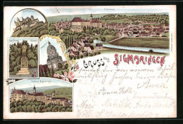 Lithographie Sigmaringen, Panorama Mit Mausoleum Und Schloss  - Sigmaringen