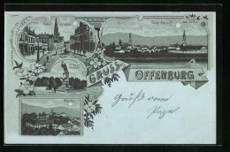 Mondschein-Lithographie Offenburg, Totalansicht Mit Hauptstrasse Und Kloster  - Offenburg