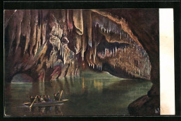 AK Macocha Höhle, Boot Auf Dem Unterirdischen See  - Autres & Non Classés