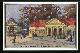 Künstler-AK Sign. W. Hempfing: Karlsruhe, Am Karlstor  - Autres & Non Classés