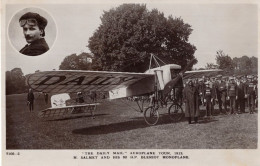M Salmet & His Bleriot Monoplane Hand Signed Old RPC Pilot Postcard - Aviadores