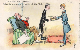 Smokers Tip Top Smoking Antique Cigar Box Upper Class Old Comic Postcard - Humor