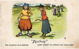 Hockey The Champion Goal Keeper Antique Sports Comic Postcard - Humor