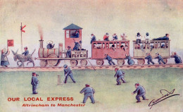 Our Local Express Altrincham To Manchester Train Railway Old Comic Postcard - Humor