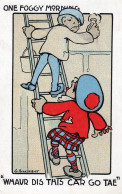 Window Cleaner Ladder Antique 1906 Comic Scottish Postcard - Humour