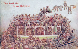 Holywell Wales Disaster Coach Transport Bus Comic Old Postcard - Humour