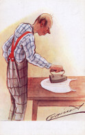 Man Ironing Dinner Jacket Shirt Antique Comic Postcard - Humour