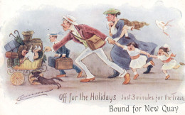 Newquay Cornwall Holiday Train Old Cynicus Comic Postcard - Humor
