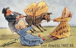 The Powers That Be Tory Liberal Politics Comic Taxation Swingometre Old Postcard - Humor