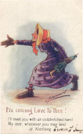 Crazy Lady Wanting A Date Aberbeeg Wales Old Comic Postcard - Humour