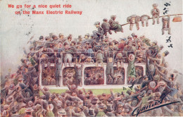 A Nice Quiet Ride On Manx Railway Isle Of Man Old Comic Postcard - Humor