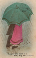 Rainy Day At Grassington Yorkshire Umbrella Old Comic Postcard - Humour