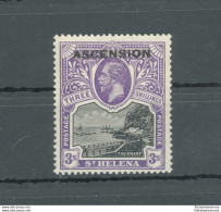 1922 ASCENSION, Stanley Gibbons N. 8 - 3 Scellini Black And Violet - MNH** - Andere & Zonder Classificatie