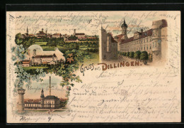 Lithographie Dillingen A. D., Ortsansicht Mit Schloss  - Dillingen