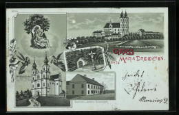 Lithographie Maria Dreieichen, Wallfahrts-Kirche, Bründl, Gasthof Von Josefa Schmöger  - Autres & Non Classés