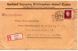 64420 - Deutsches Reich - 1928 - 60Pfg Ebert EF A R-Bf NORDEN -> BAD HOMBURG - Covers & Documents