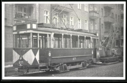 Fotografie Lossberger, Berlin, Strassenbahn-Triebwagen Nr. A 171 Mit Kran-Anhänger Der BVG Ost  - Andere & Zonder Classificatie
