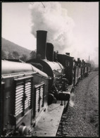 Fotografie Eisenbahn Schweiz, Mehrere Dampf-Lokomotiven Aneinander Gekoppelt  - Eisenbahnen