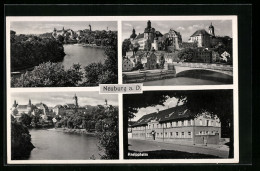 AK Neuburg A. D., Kneippheim, Uferpartie, Brücke  - Neuburg