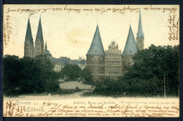 AK Lübeck Holstentor, Marien- Und Petrikirche 1902 Gebraucht #HK029 - Autres & Non Classés