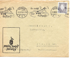 64422 - Deutsches Reich - 1930 - 20Pfg Ebert EF A Bf NUERNBERG - BENUTZT DIE LUFTPOST -> Tschechoslowakei - Cartas & Documentos