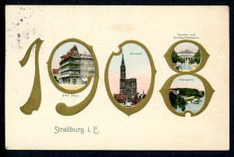 AK Straßburg Elsaß Münster, Reinhardbrunnen Und Theater 30.12.1907 Gebraucht #HU351 - Autres & Non Classés