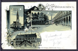 AK Mülhausen, Elsaß St. Stephans Kirche, Rathaus, Friedensstrasse 1901 Gebraucht #HU261 - Autres & Non Classés