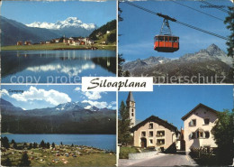 11703139 Silvaplana GR Seepanorama Luftseilbahn Dorfpartie Mit Kirche Silvaplana - Sonstige & Ohne Zuordnung