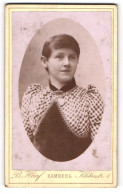 Fotografie B. Haaf, Bamberg, Junge Frau Pine Herrmann Im Gemusterten Kleid, 1890  - Personnes Anonymes