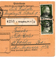 64434 - Deutsches Reich - 1944 - 2@30Pfg Hitler A PaketKte KOENIGSBERG -> Angerapp - Lettres & Documents