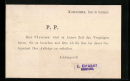 AK Konstanz, Vertreter-Ankündigung C. Gruner  - Konstanz